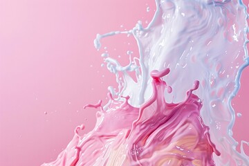 Aufkleber - Pink and white paint splashes merging against a soft pink backdrop