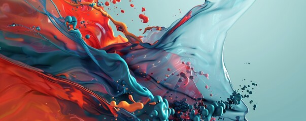 Aufkleber - Vibrant liquid paint blending in an abstract image