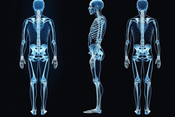 Poster - Detailed x-ray images showing human skeletal structure from multiple angles in a clinical setting
