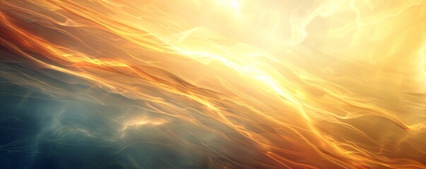 Poster - Golden energy waves in an abstract flow across a dramatic sky backdrop