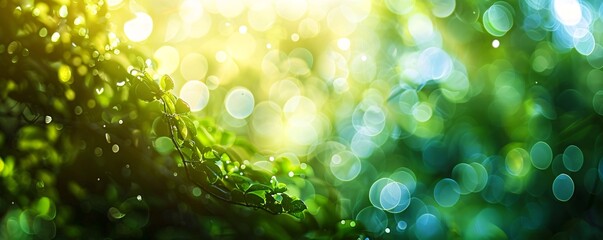 Poster - Sunlight filters through the trees, casting a bokeh effect on a bright day