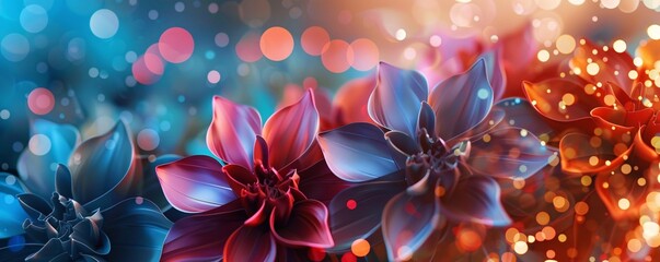 Wall Mural - Lively flowers in full bloom with a vibrant bokeh effect as the backdrop