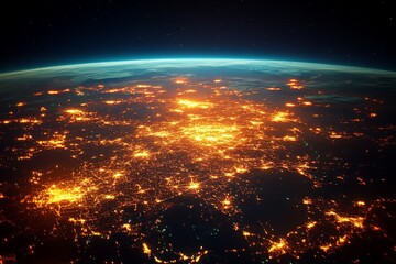 Aufkleber - Vibrant city lights illuminate the earth from space at night showcasing urban development and energy consumption