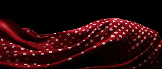 A smooth red fabric with white polka dots, elegantly draped against a dark background.