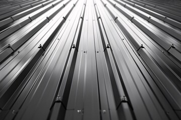 Poster - Repetitive vertical lines on a metal wall creating a pattern