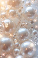 Poster - Abstract background with white pearls shining with bokeh lights