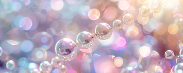Aufkleber - Glowing string of pearls on pastel background with bokeh effect