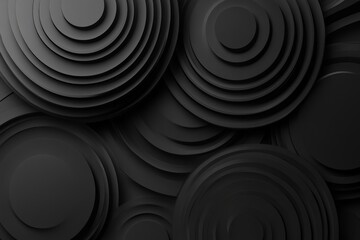 Fototapete - Black circular pattern featuring layered rings in various sizes creating an abstract design in a modern setting