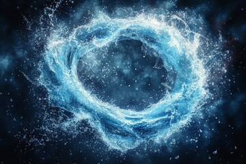 Poster - Dynamic water splash creating a circular formation against a dark background