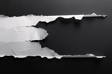 Poster - Torn white paper with jagged edges against a black backdrop for a ripped paper border effect