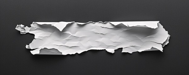 Poster - Ideal for adding your message: blank white crumpled paper piece on black background