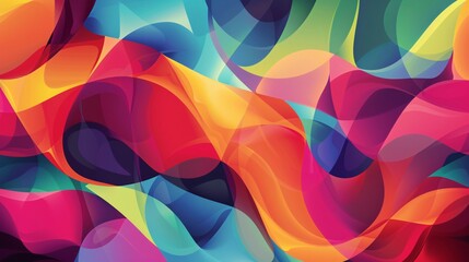 Aufkleber - Colorful wavy shapes creating a vibrant and dynamic abstract background