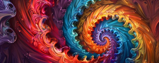 Leinwandbilder - Vibrant wavy pattern on abstract spiral background, ideal for graphic design projects