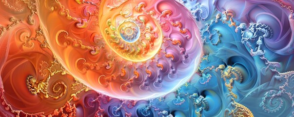 Aufkleber - Abstract background with colorful spiral fractal art creating a swirling pattern