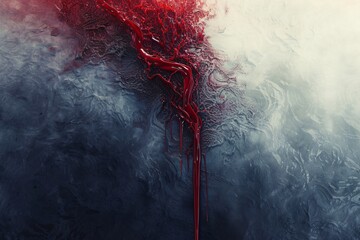 Aufkleber - Abstract background of red liquid flowing on textured surface creating artistic pattern