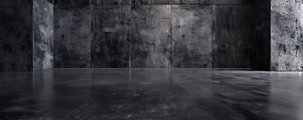 Aufkleber - Grunge concrete room with polished floor perfect for showcasing products