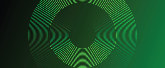Poster - abstract dark green background with circle lines