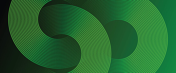 Poster - abstract dark green background with circle lines