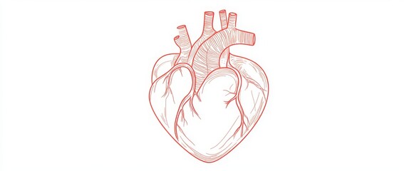 Wall Mural - a valentine's card featuring a line drawing of a basic heart symbol