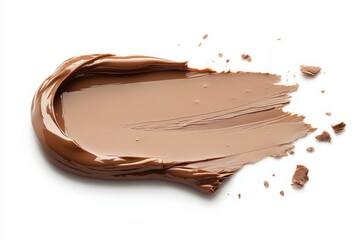 Poster - Creamy chocolate spread is artistically smeared on a clean surface to showcase its rich texture and perfect consistency
