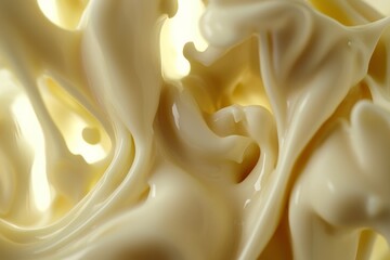 Poster - Smooth, glossy white chocolate swirls and folds, creating a dynamic and visually rich texture, perfect for showcasing the luxurious quality of the confection