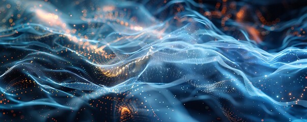 Leinwandbilder - Dynamic wave pattern formed by particles on an abstract background