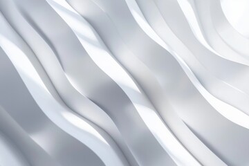 Poster - Flowing smooth white waves create an elegant, minimalist pattern, offering a refined backdrop ideal for a variety of design projects and artistic expressions