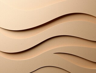 Poster - Multiple layers of beige textured paper form a wavy, abstract pattern, creating a visually appealing background with shadows and highlights