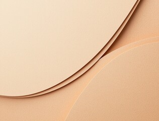 Poster - Smooth, textured beige paper sheets are overlapping, creating a stylish and minimalist abstract composition with flowing curves and soft shadows