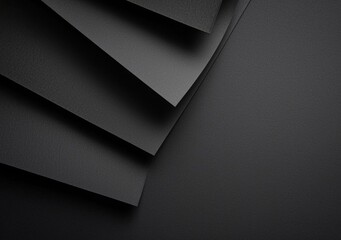 Poster - Geometric composition featuring overlapping black textured paper sheets, creating an abstract and minimalist design with ample copy space for creative use