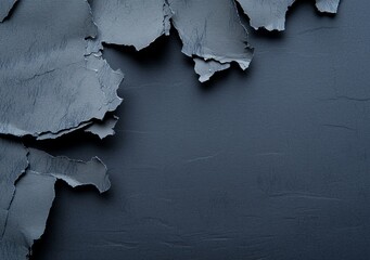 Poster - Torn pieces of dark gray textured paper arranged on a matching background create a captivating border, offering ample copy space for various design applications