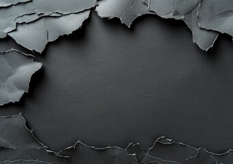 Poster - Torn black paper creating a frame on a dark background provides a dramatic and textured backdrop, perfect for adding depth and visual interest to any project
