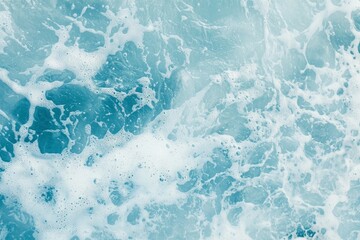 Poster - Gentle waves rolling across a turquoise ocean surface, creating white foam and offering a calming, peaceful backdrop that evokes tranquility and serenity in nature