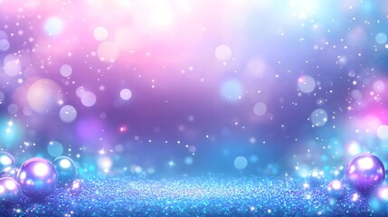 Wall Mural - Magical Glittering Background Purple Blue Bokeh Lights