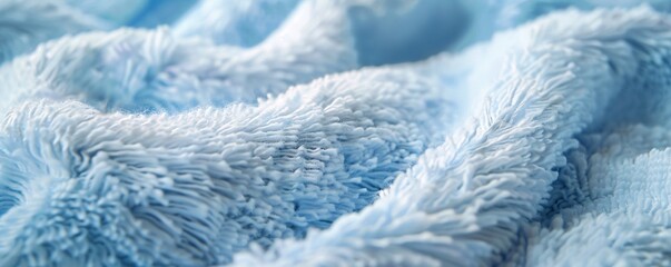 Poster - Soft blue fabric texture with gentle waves and shallow depth of field, perfect for background use and adding a soft touch to any design