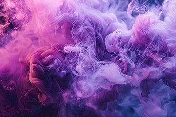 Poster - Abstract background with purple and pink ink forming smoke clouds in water