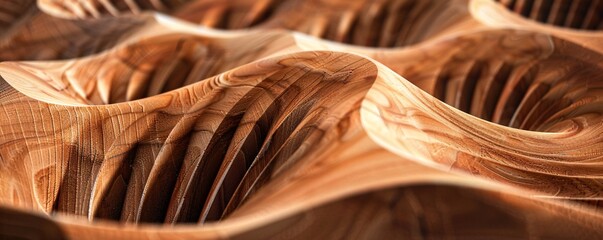 Poster - Beautiful wavy stripes pattern background created by abstract wood texture