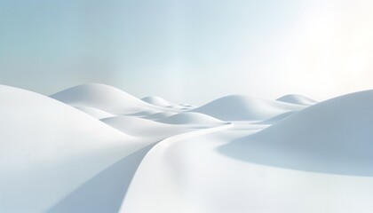 Aufkleber - Abstract white landscape with smooth curves, soft light. Futuristic scene evokes serene, clean feeling. Dynamic shapes create sense of movement. Digital art style with tech, design elements. Abstract