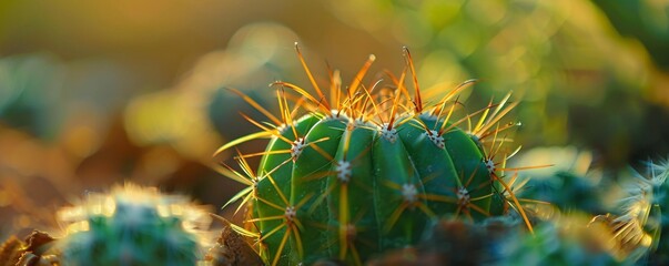 Aufkleber - Cactus with sharp thorns thrives in the gentle sunlight
