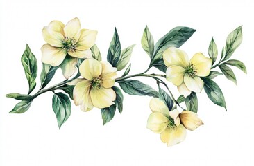 Wall Mural - A manually created watercolor illustration of flowers, intended for cover designs, fabric, textiles, and wrapping paper