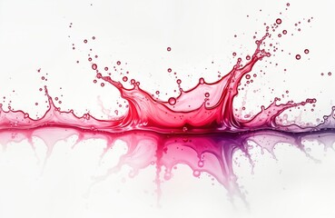 Aufkleber - Colorful water splash isolated on white background. Dynamic motion of liquid. Vibrant pink, red colors create visual interest. Abstract, fresh design. Excellent for drink products beauty concepts.