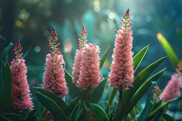 Poster - Gorgeous pink blooms in the garden on a sunny day