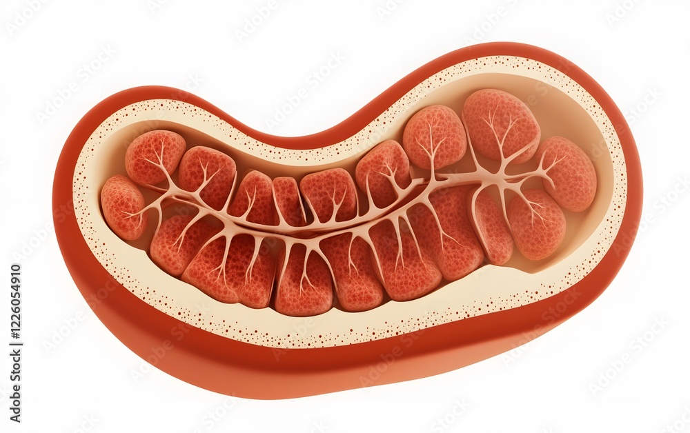cross section of mitochondria with inner and outer membrane ...