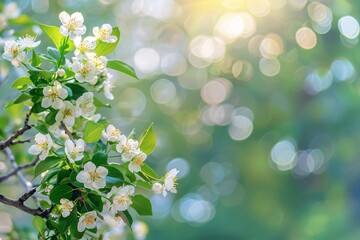 Aufkleber - Beautiful white apple tree flowers blooming under the spring sun