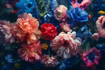 Aufkleber - Vibrant floral arrangement adding a romantic touch with artistic colors