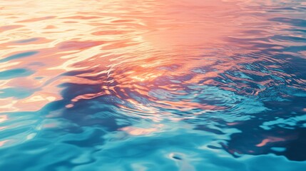 Wall Mural - sunset hues reflected on rippling water surface