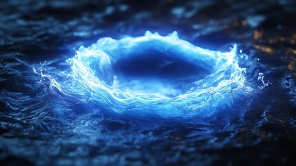 Wall Mural - luminous blue water forming a circular vortex