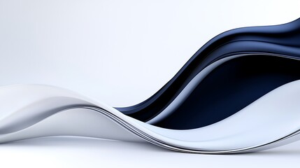 Poster - Abstract 3D rendering of flowing white and dark blue waves.