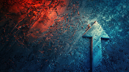 Poster - Abstract arrow design on textured surface with red and blue lighting
