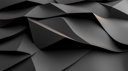 Poster - Abstract dark gray geometric pattern, crumpled paper texture.